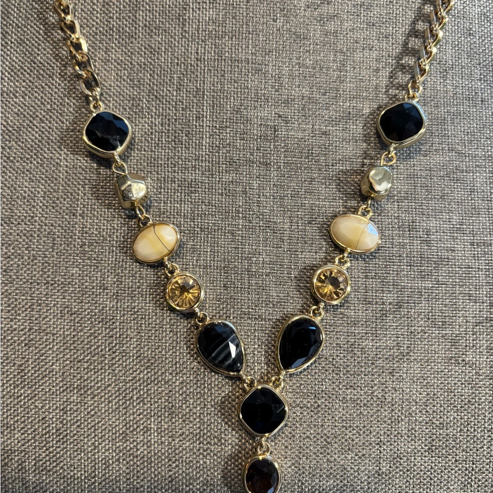WHBM Statement Gold & Black Necklace